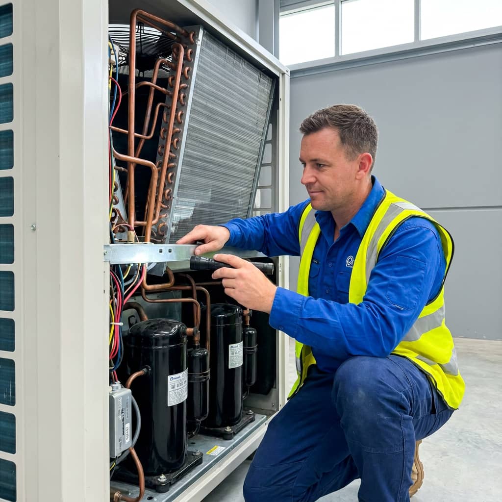 VRF outdoor units being installed on site